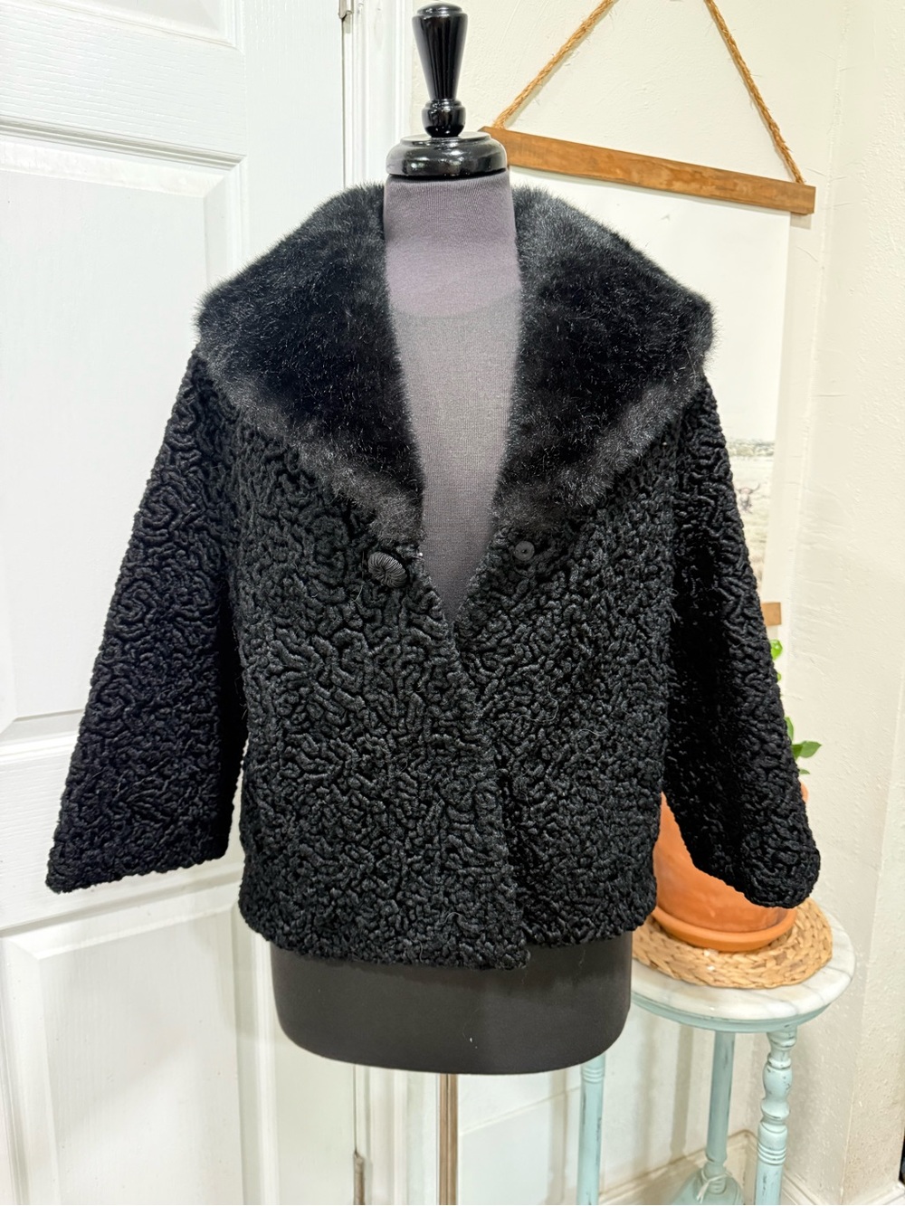 VINTAGE Persian Lamb and Faux Fur Opera Coat. 1950s.